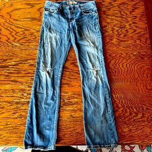 BKE Jeans Culture Stretch Size 29 - 33-1/2 Distressed Womens Boot Cut Jean
